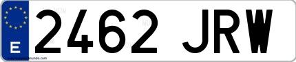 Ejemplo de matrícula española 2462 JRW