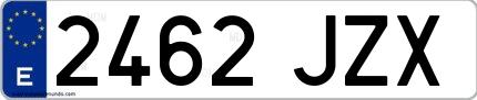 Ejemplo de matrícula española 2462 JZX