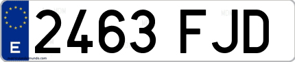Ejemplo de matrícula de coche ordinaria 2463 FJD