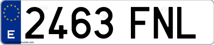 Ejemplo de matrícula de coche ordinaria 2463 FNL