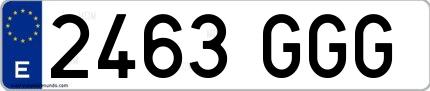Ejemplo de matrícula española 2463 GGG