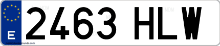 Ejemplo de matrícula de coche ordinaria 2463 HLW