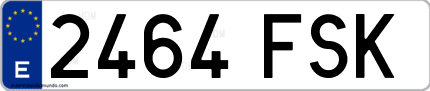 Ejemplo de matrícula de coche ordinaria 2464 FSK