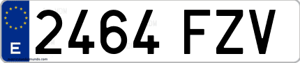 Ejemplo de matrícula de coche ordinaria 2464 FZV