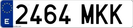 Ejemplo de matrícula de coche ordinaria 2464 MKK