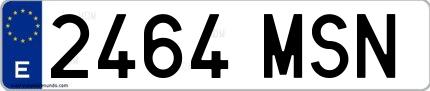 Ejemplo de matrícula española 2464 MSN