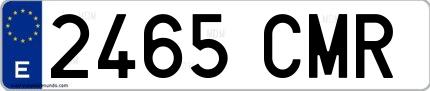 Ejemplo de matrícula de coche ordinaria 2465 CMR