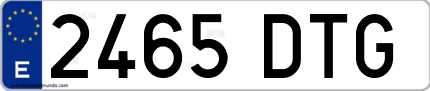 Ejemplo de matrícula de coche ordinaria 2465 DTG