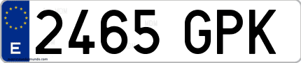 Ejemplo de matrícula de coche ordinaria 2465 GPK