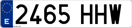 Ejemplo de matrícula de coche ordinaria 2465 HHW
