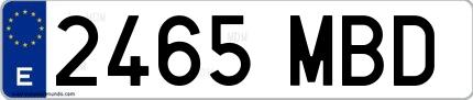 Ejemplo de matrícula española 2465 MBD