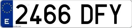 Ejemplo de matrícula española 2466 DFY
