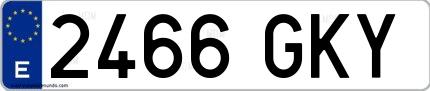 Ejemplo de matrícula española 2466 GKY