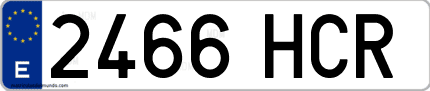 Ejemplo de matrícula de coche ordinaria 2466 HCR