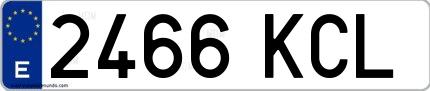 Ejemplo de matrícula española 2466 KCL