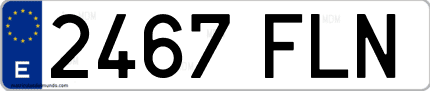Ejemplo de matrícula de coche ordinaria 2467 FLN