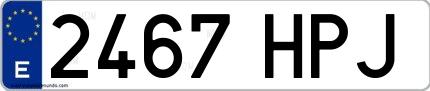 Ejemplo de matrícula española 2467 HPJ