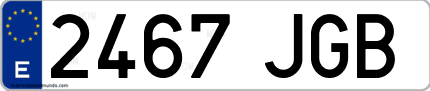 Ejemplo de matrícula de coche ordinaria 2467 JGB