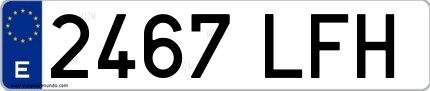Ejemplo de matrícula española 2467 LFH