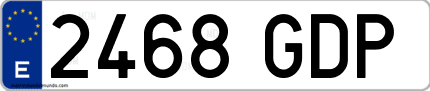 Ejemplo de matrícula de coche ordinaria 2468 GDP