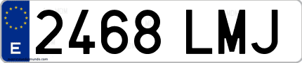 Ejemplo de matrícula de coche ordinaria 2468 LMJ