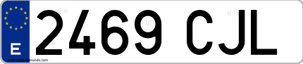 Ejemplo de matrícula de coche ordinaria 2469 CJL