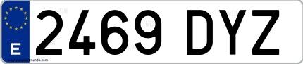 Ejemplo de matrícula española 2469 DYZ