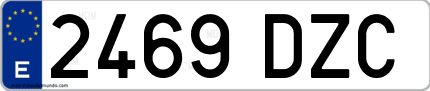 Ejemplo de matrícula de coche ordinaria 2469 DZC