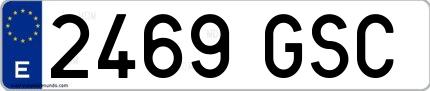 Ejemplo de matrícula española 2469 GSC