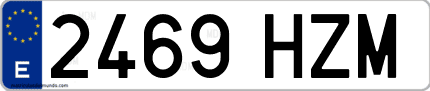 Ejemplo de matrícula de coche ordinaria 2469 HZM