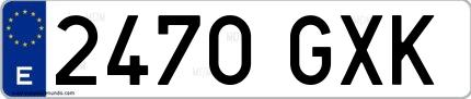 Ejemplo de matrícula española 2470 GXK