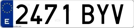 Ejemplo de matrícula española 2471 BYV