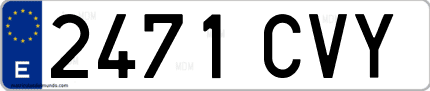 Ejemplo de matrícula de coche ordinaria 2471 CVY