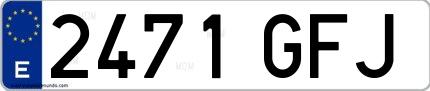 Ejemplo de matrícula española 2471 GFJ