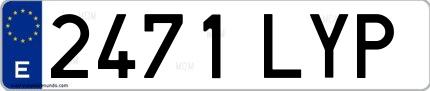 Ejemplo de matrícula española 2471 LYP