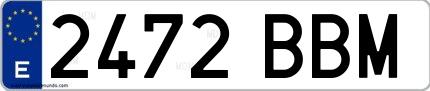 Ejemplo de matrícula española 2472 BBM