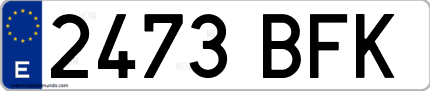 Ejemplo de matrícula de coche ordinaria 2473 BFK