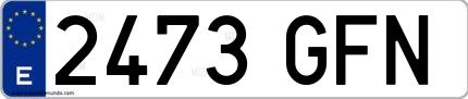 Ejemplo de matrícula española 2473 GFN