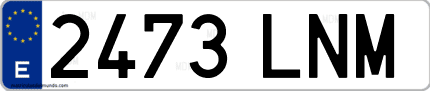 Ejemplo de matrícula de coche ordinaria 2473 LNM