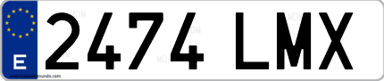 Ejemplo de matrícula de coche ordinaria 2474 LMX