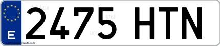 Ejemplo de matrícula de coche ordinaria 2475 HTN