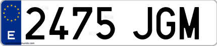 Ejemplo de matrícula de coche ordinaria 2475 JGM