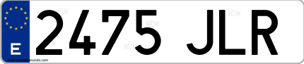 Ejemplo de matrícula de coche ordinaria 2475 JLR