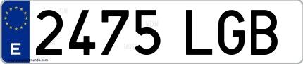 Ejemplo de matrícula española 2475 LGB