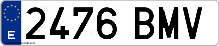 Ejemplo de matrícula de coche ordinaria 2476 BMV