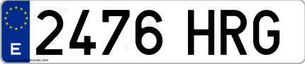 Ejemplo de matrícula de coche ordinaria 2476 HRG