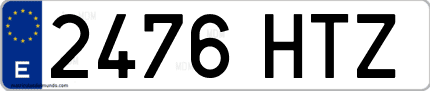 Ejemplo de matrícula de coche ordinaria 2476 HTZ