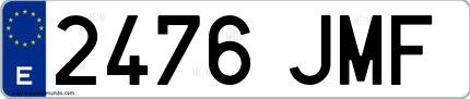 Ejemplo de matrícula española 2476 JMF