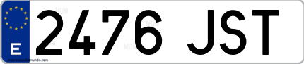 Ejemplo de matrícula de coche ordinaria 2476 JST