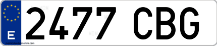 Ejemplo de matrícula de coche ordinaria 2477 CBG